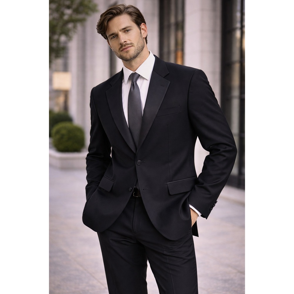 PIERRE BALMAIN Tuxedo Blazer Black Wool Satin Lapel 40R‎ MADE IN USA